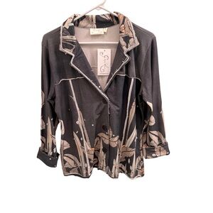 Paper Lace Soft Charcoal Cotton Floral Blazer